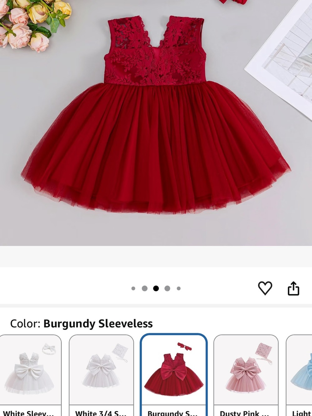 Amazon Girls Burgundy Lace & Tulle Party Dress